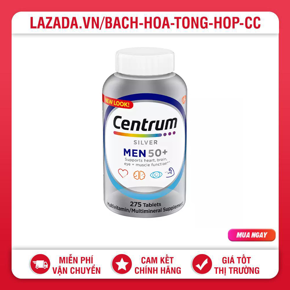 Viên uống vitamin tổng hợp cho nam centrum silver men 50+ mỹ 275 viên
