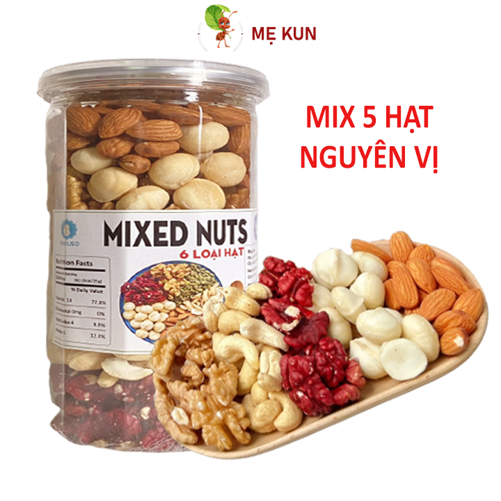 Hạt dinh dưỡng mix 5 loại hạt sấy mộc nguyên vị không bí xanh Mixed nuts 5 hạt