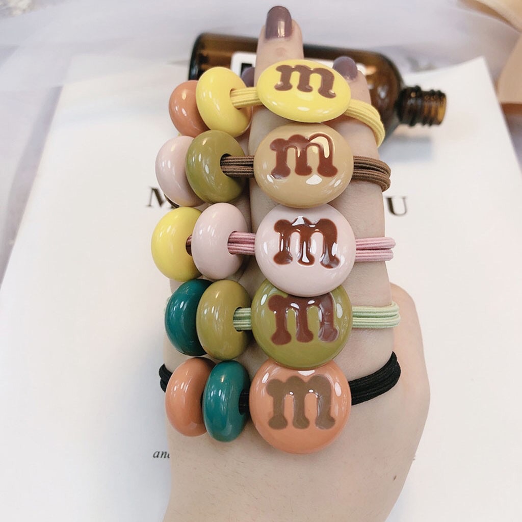 Dây Buộc tóc hình kẹo socola chữ M cute