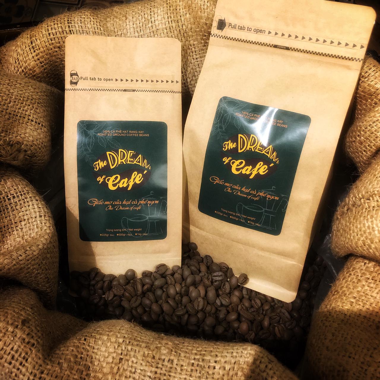 [Freeship từ 5kg]  Cafe rang mộc DREAM COFFEE nguyên hạt CHR_500Robusta18, 100% hạt Robusta rang mộc, đậm cafein, đậm đắng, thơm nhẹ, đặc trưng cafe phin Việt nam