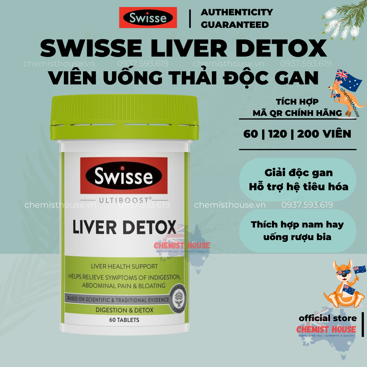 [120 Viên] Swisse Ultiboost Liver Detox - Viên uống hỗ trợ thải độc gan