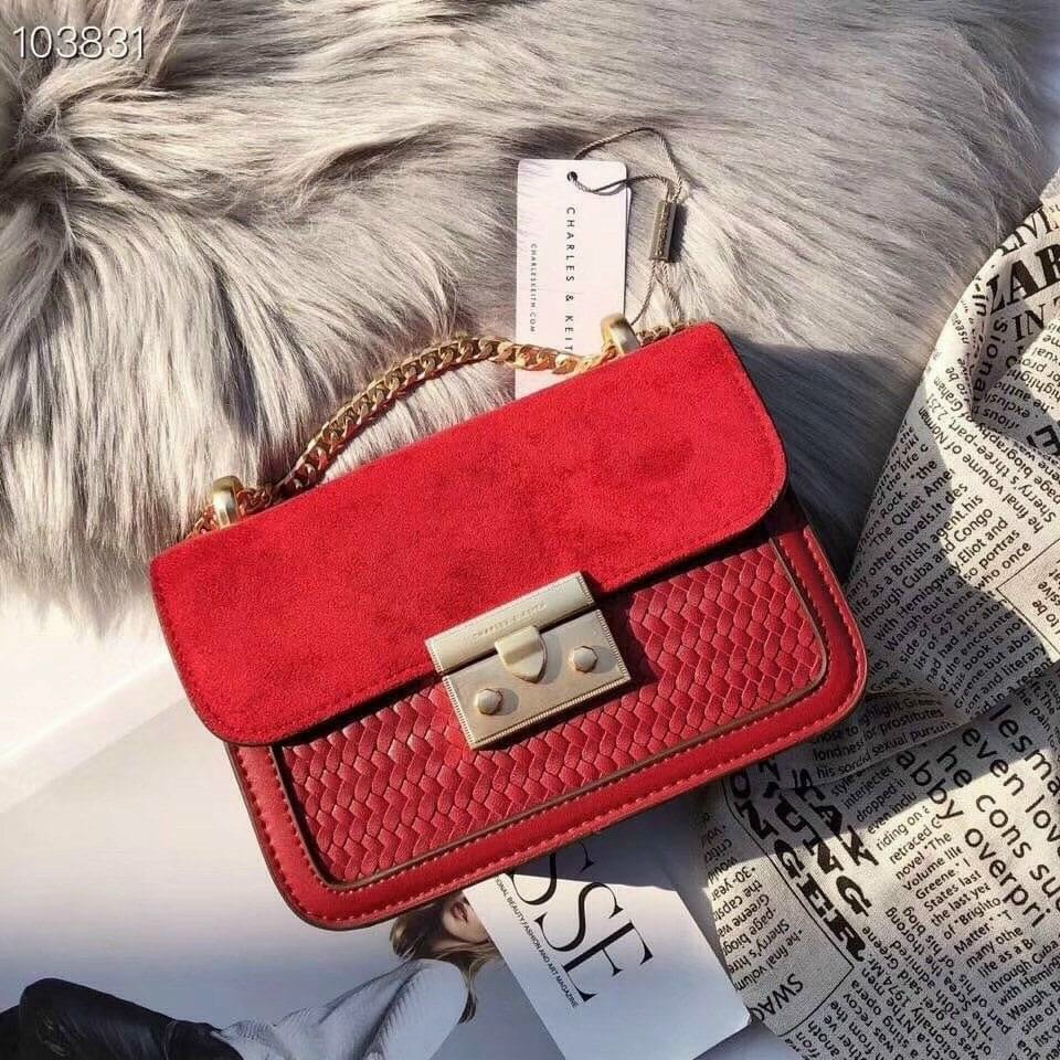 Túi đeo chéo đen nhám size 18cm túi đeo vai nữ ck2-80701088 ck2-80701078-4