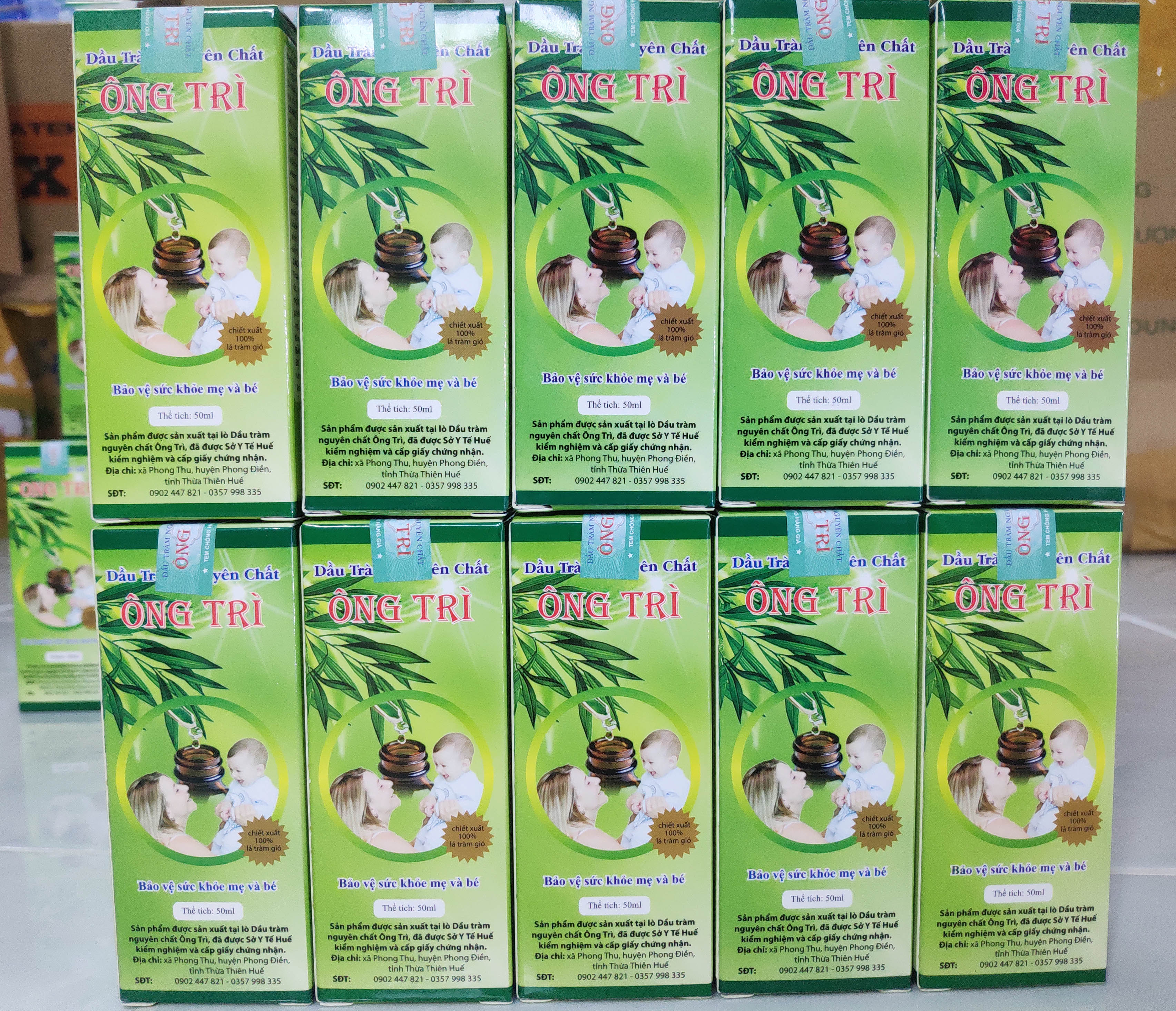 Combo 10 chai Dầu Tràm Huế, Dầu Tràm nguyên chất Ông Trì chai 50ml