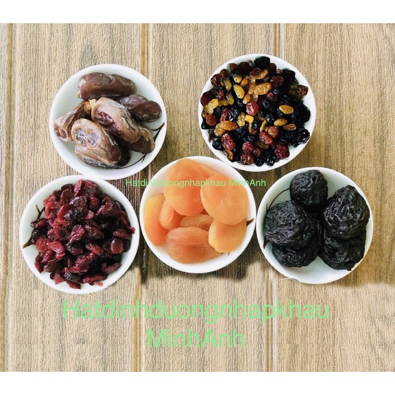 500g mix dẻo (nam việt quất, nho 3 màu, mơ, mận, chà là)