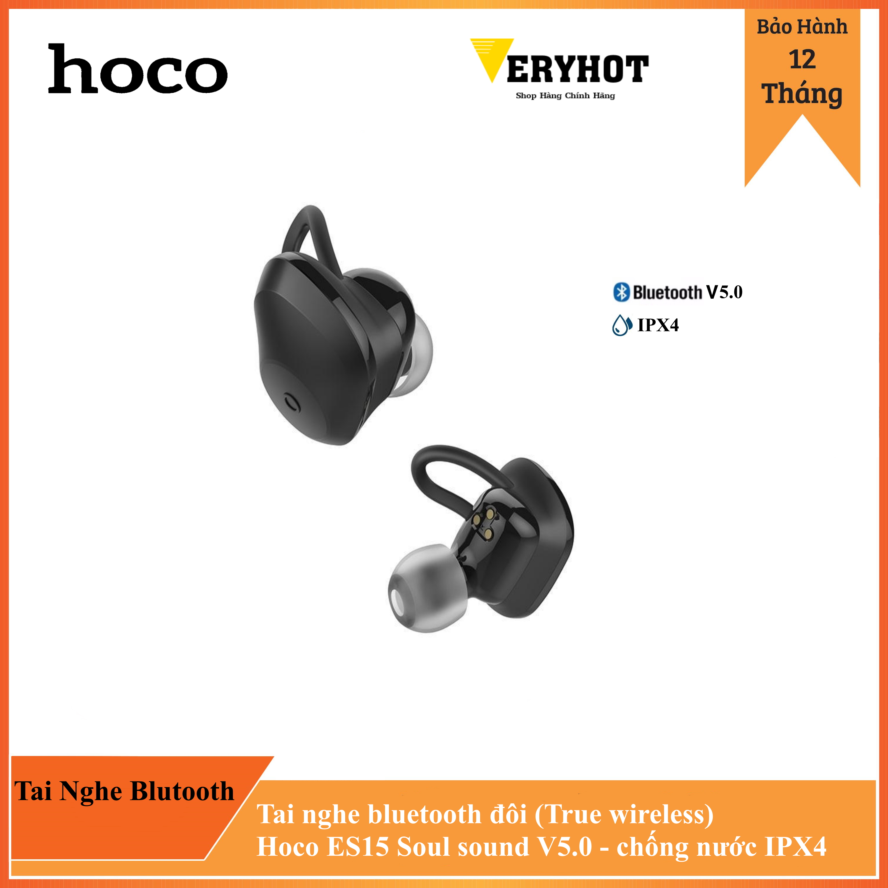 Tai nghe không dây hoàn toàn thiết kế cao cấp kết nối bluetooth 2 tai thông minh chống nước chống bụi IPx4 thương hiệu HOCO ES15 Cung Cấp Chính Hãng Từ Veryhot Stone