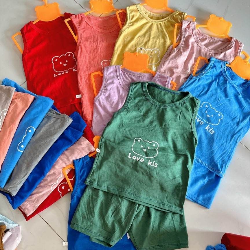 Sét 5 bộ ba lỗ sát nách cho bé trai/gái 8-20kg, chất cotton mềm mịn mát thấm hút tốt