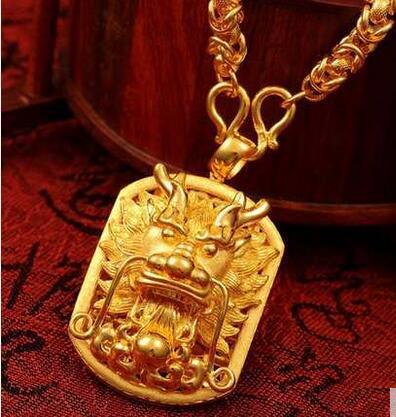 Mặt dây chuyền kiểu lục giác rồng nổi khối M05 ( vàng ánh kim)