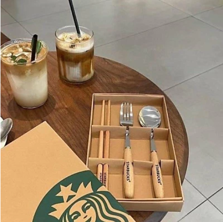 BỘ 3 THÌA ĐŨA STARBUCK INOX 304- CÁN GỖ ĐẸP CHẮC CHẮN- LOẠI 1