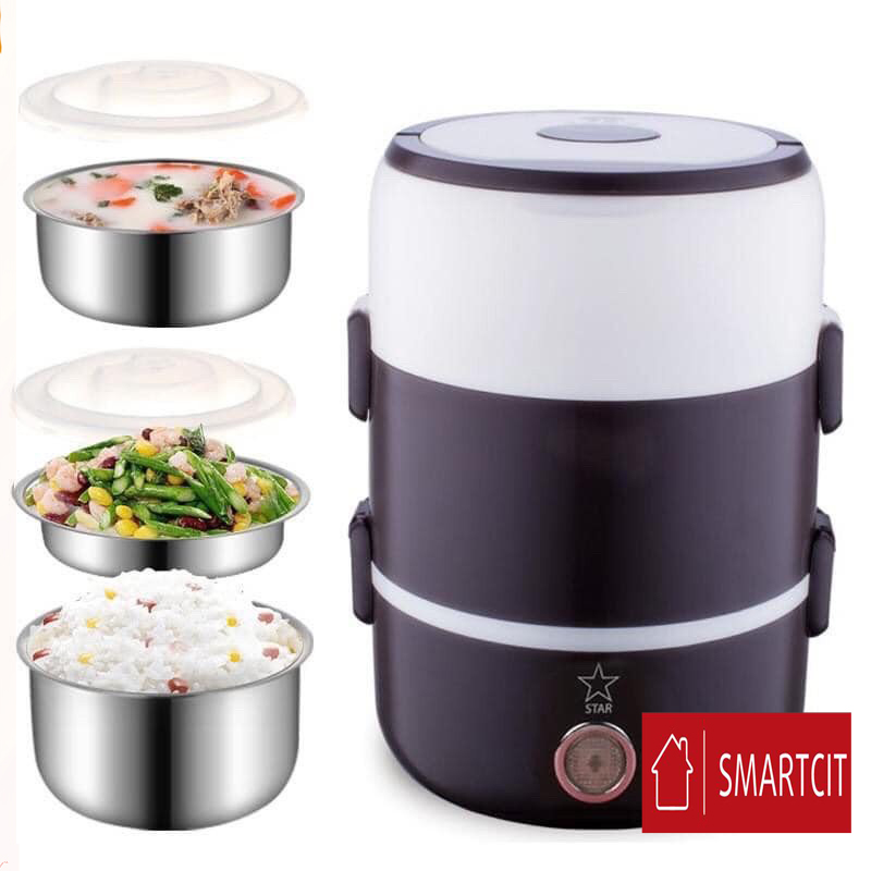 Cặp lồng cắm điện 3 tầng ruột inox cao cấp giữ nóng thức ăn liên tục-smartcit