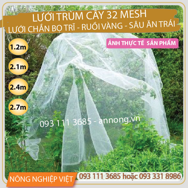 Lưới Trùm Cây Ăn Trái Chắn Ruồi Vàng (Lưới 32 mesh) khổ lưới 2.4m - Lưới mùng trùm cây ăn trái, Lưới