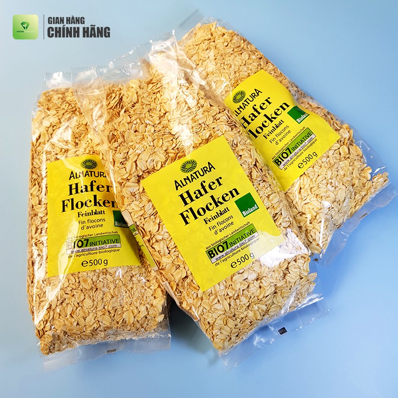 [HCM]Yến mạch Đức hữu cơ Alnatura Hafer Flocken Bio7 500gr Loại cán nguyên