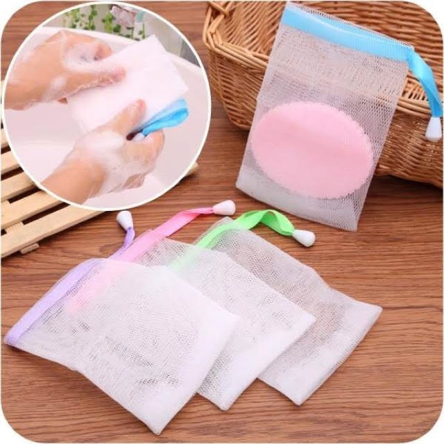 Túi lưới đựng xà bông tạo bọt màu ngẫu nhiên