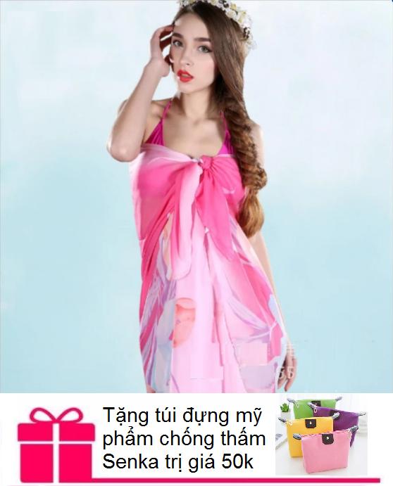 Khăn choàng /sarong đi biển + Tặng túi đựng mỹ phẩm