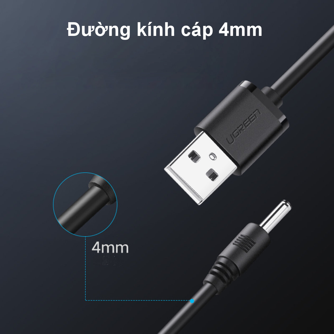 Dây nguồn 1 chiều USB 2.0 sang DC 3.5mm đầu đực dài 1m UGREEN US277 Dây nguồn 1 chiều USB 2.0 sang DC 3.5mm đầu đực dài 1m UGREEN US277