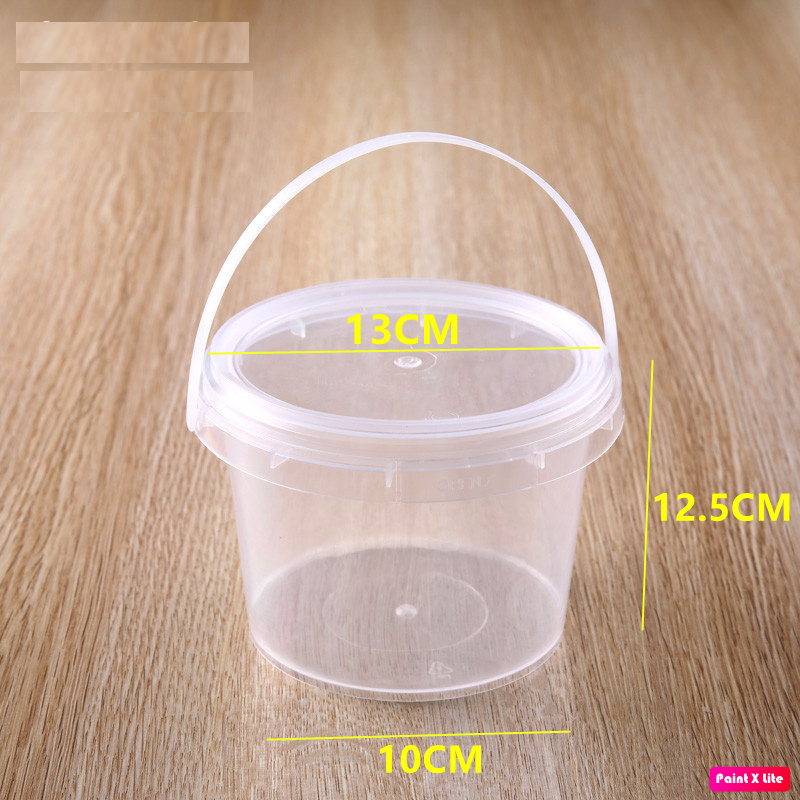 Square/Round Bucket 500ml, Plastic Bucket 1000ml, Square Bucket 2000ml for Milk Tea with Handle, Milk Tea Bucket, Candy Bucket - 3