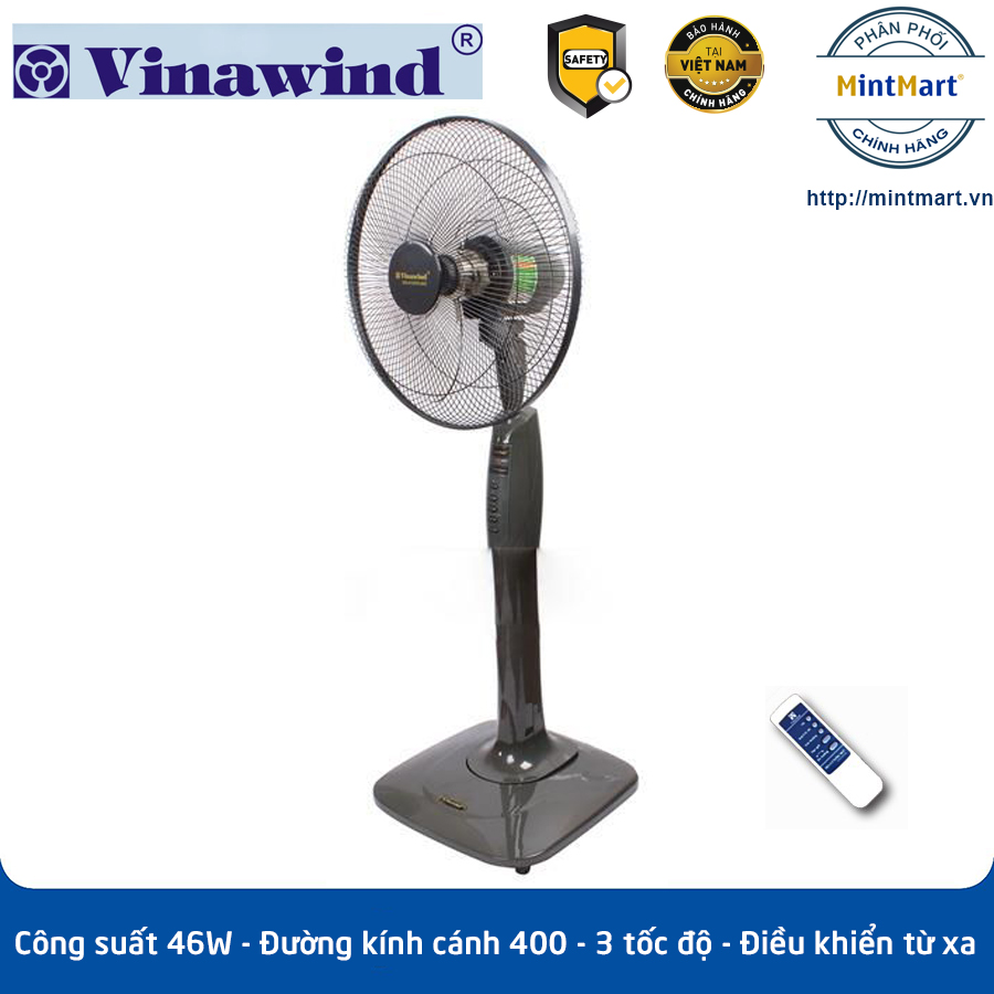Quạt đứng vinawind qđ400x-ms - có điều khiển từ xa tiện lợi