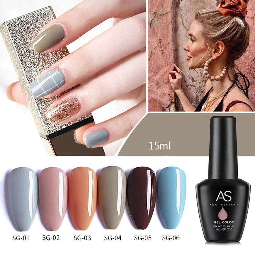 Sơn gel AS mã SG tone màu nâu xanh hồng trẻ trung 15ml chính hãng