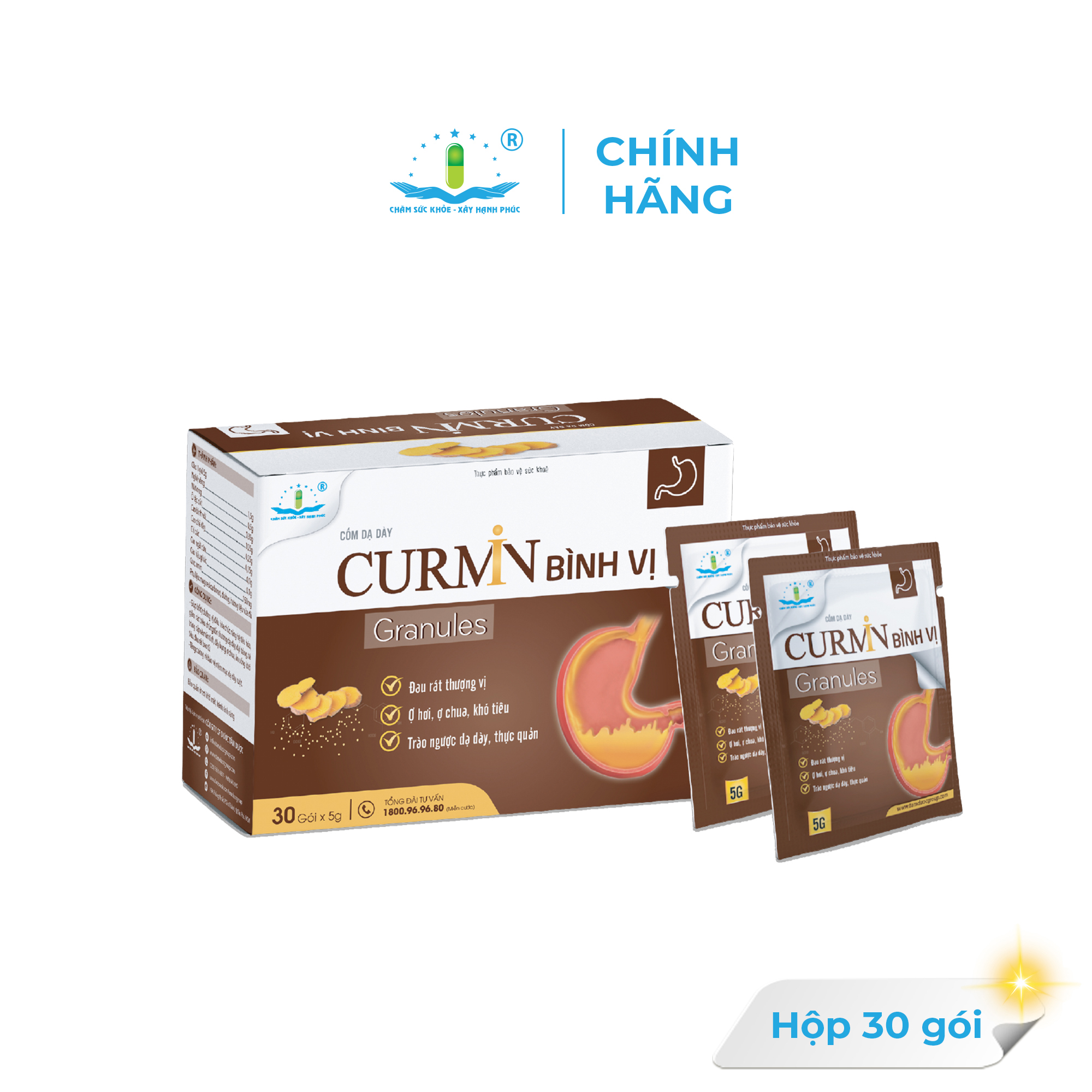 Cốm dạ dày curmin bình vị granules - dạ dày chữ n hỗ trợ giảm đau rát dạ dày, ợ hơi, ợ chua và viêm loét dạy dày, tá tràng.