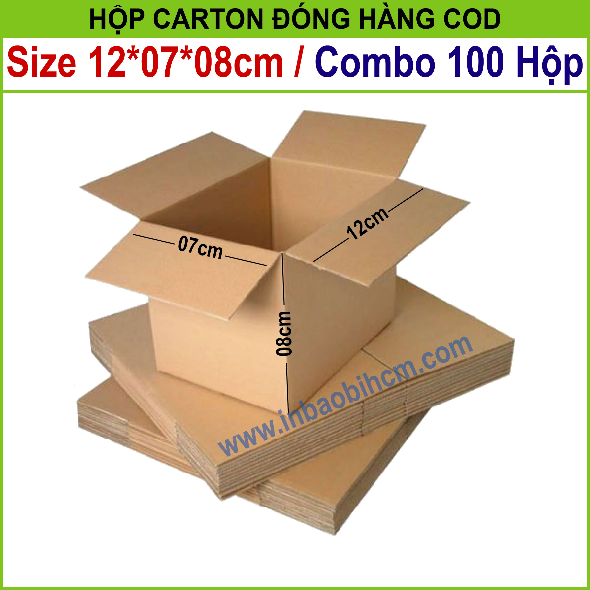 100 Hộp giấy đóng hàng giá rẽ 12x7x8 cm (InbaobiHCM - Thùng Carton - Hộp carton giá rẻ)
