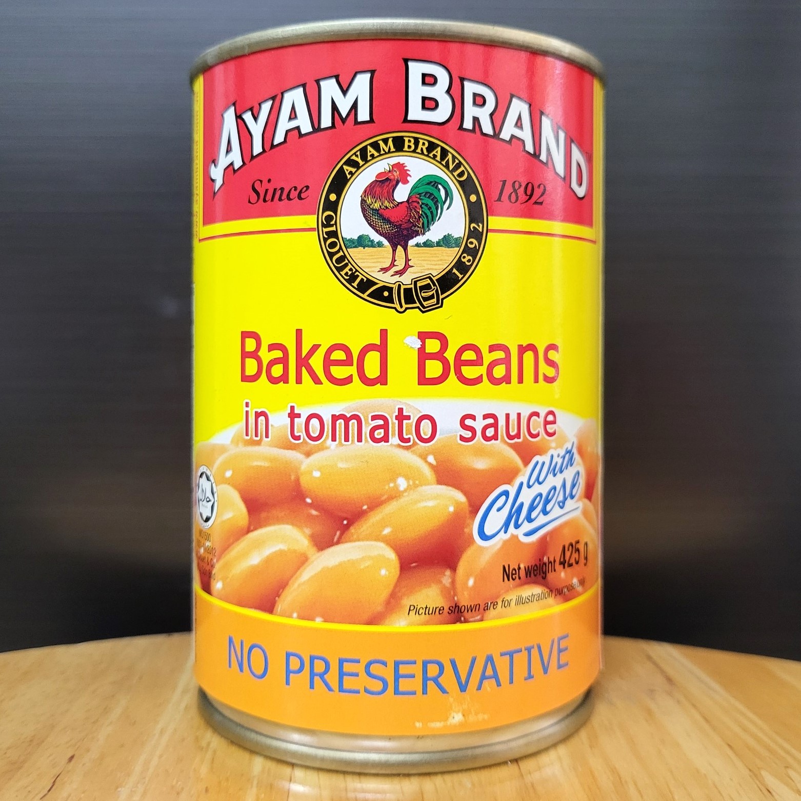 AYAM - lon PM 425g - ĐẬU SỐT CÀ CHUA PHÔ MAI / MALAYSIA / Baked Beans In Tomato Sauce with Cheese (HALAL)