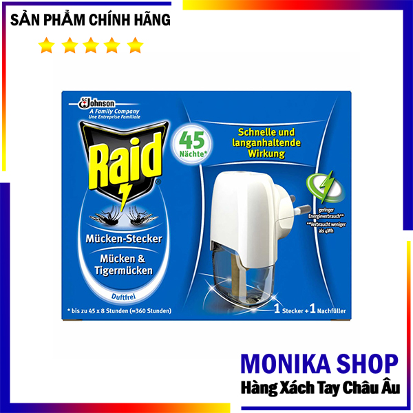 Máy xông tinh dầu đuổi muỗi Raid