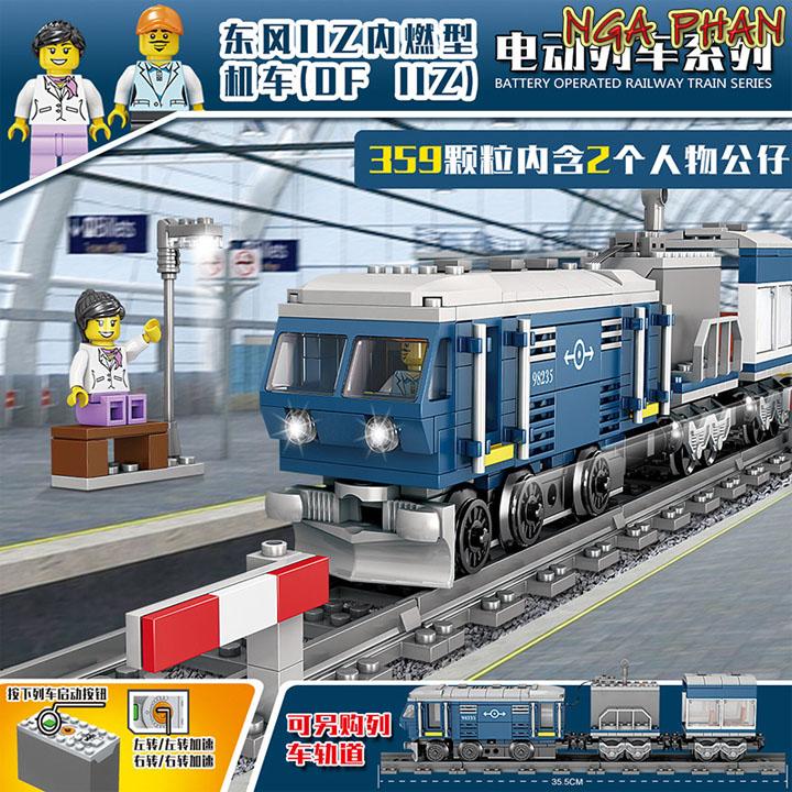 Tàu Hỏa Xanh Lam 359 Chi Tiết Chạy Pin City Kazi Đồ Chơi Xếp Hình Lắp Ráp