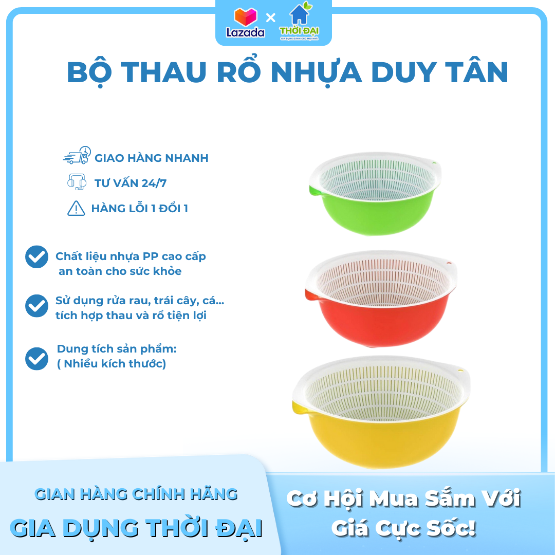 Bộ thau rổ nhựa duy tân
