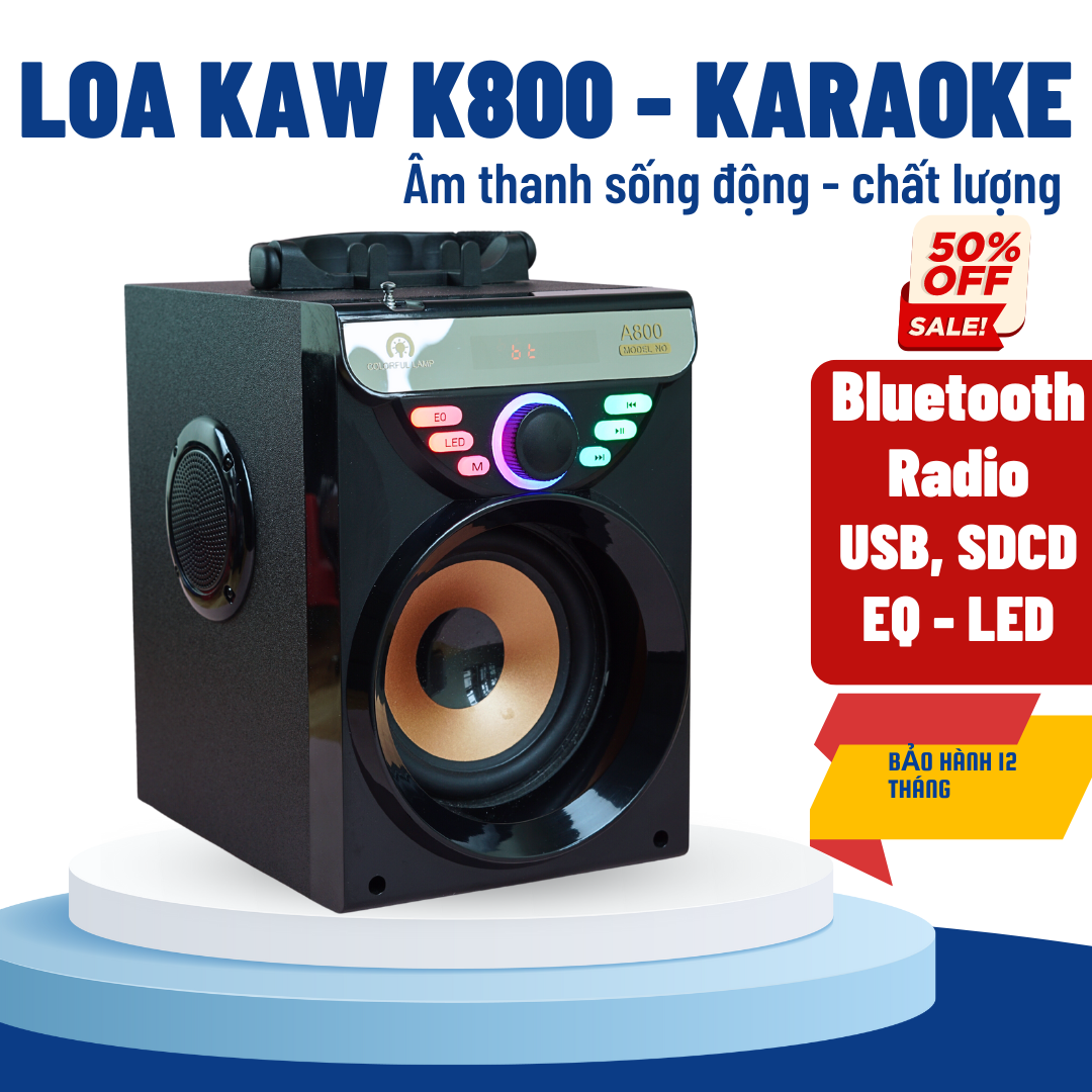Loa bluetooth mini Kaw-K800 hỗ trợ Bluetooth 5.0, công suất lớn