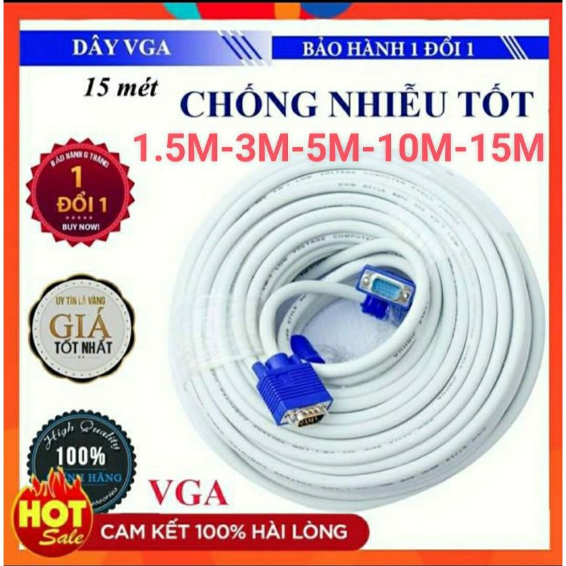 Dây VGA Lõi Đồng 1.5m 3m 5m 10m hàng chuẩn 3+4 chất lượng cao-cáp 2 đầu VGA đực xịn tốt chống nhiễu