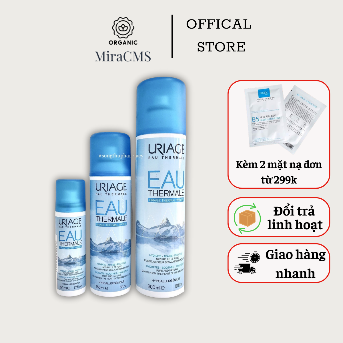 Xịt khoáng cấp ẩm uriage thermal water 300ml