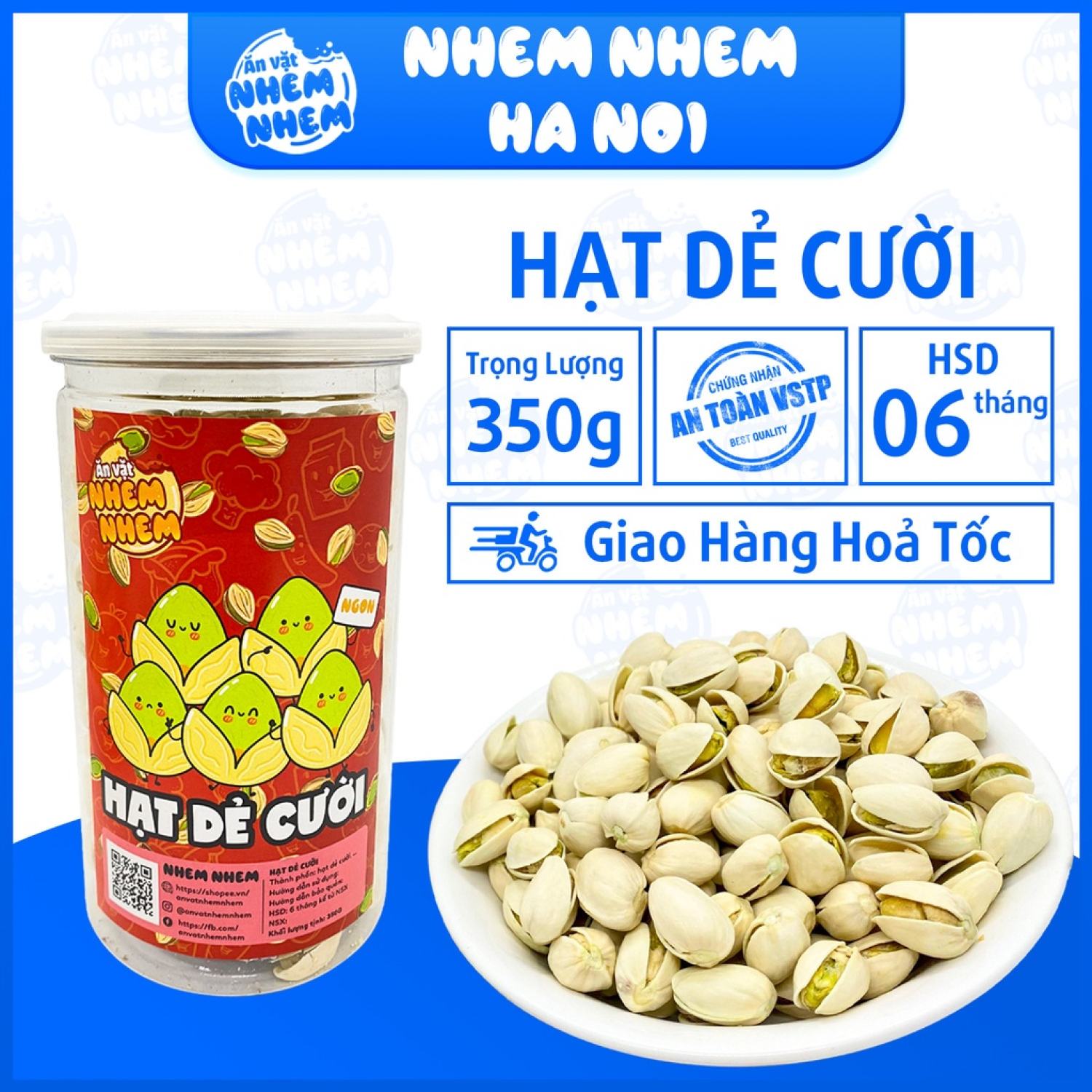 Hạt dẻ cười Mỹ Nhem Nhem 350g, looại 1, Đồ ăn vặt Hà Nội vừa ngon vừa rẻ