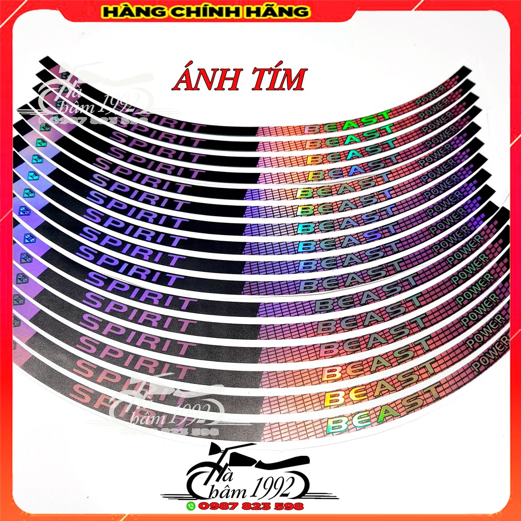 Tem dán mâm xe phản quang spirit beast mẫu l6 2021, decal dán vành xe máy, decal dán mâm xe máy, tem dán mâm xe máy phản quang