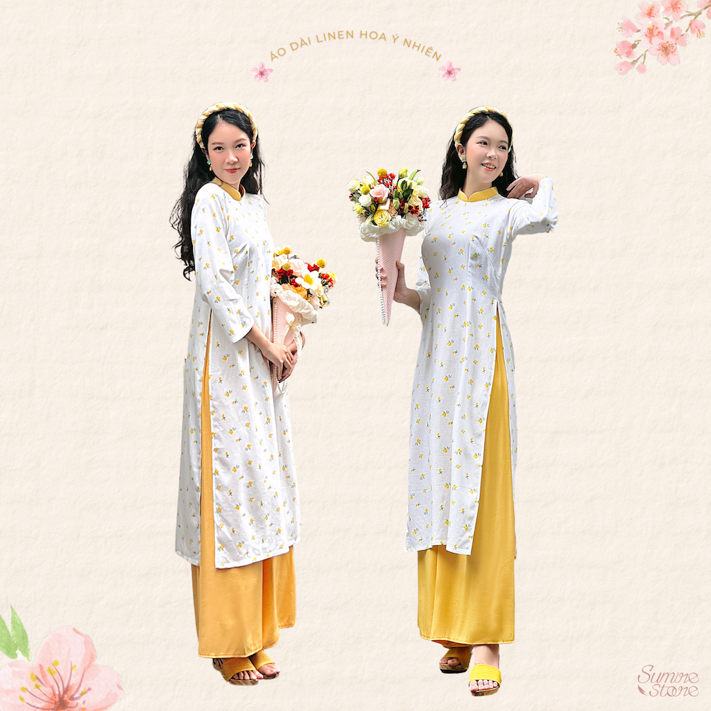 Sumire Store Áo dài linen hoa Ý Nhiên