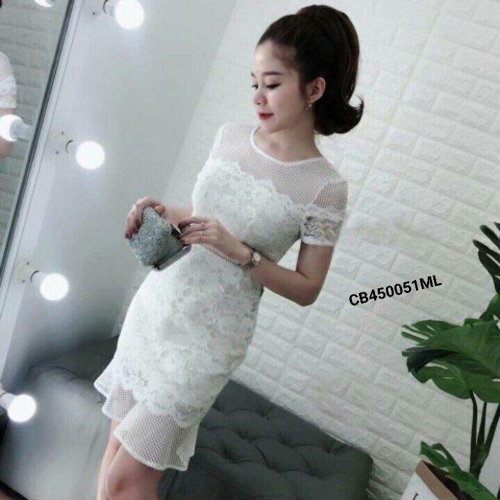 Đầm ren đuôi cá freesize 40kg - 50kg