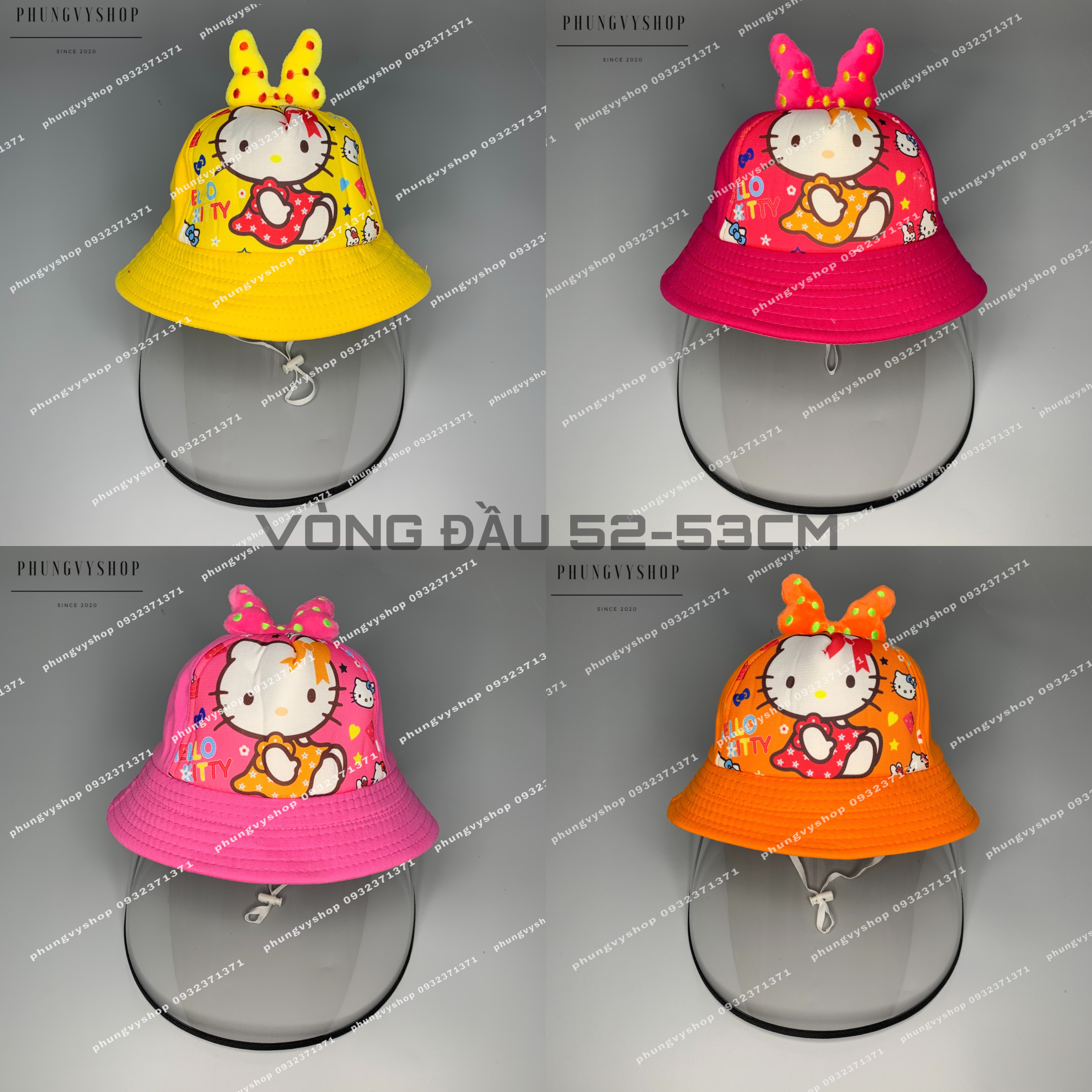 [HCM][Bé trên 3-6 tuổi] Mũ CHỐNG giọt bắn Nón CẢN bụi KITTY KIẾNG NƠ TO