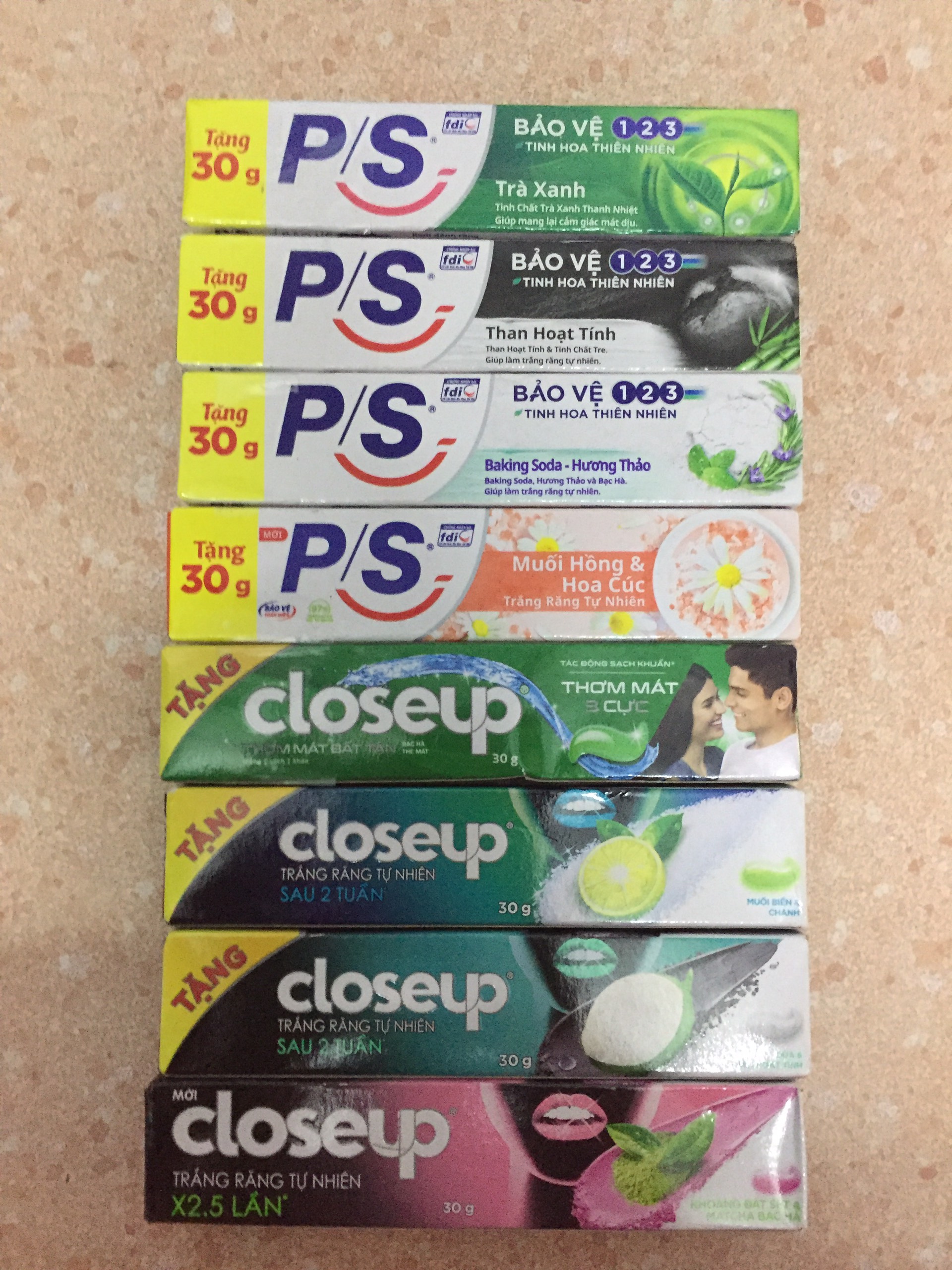 Combo 10 tuýp kem đánh răng PS/Closeup loại du lịch 30g