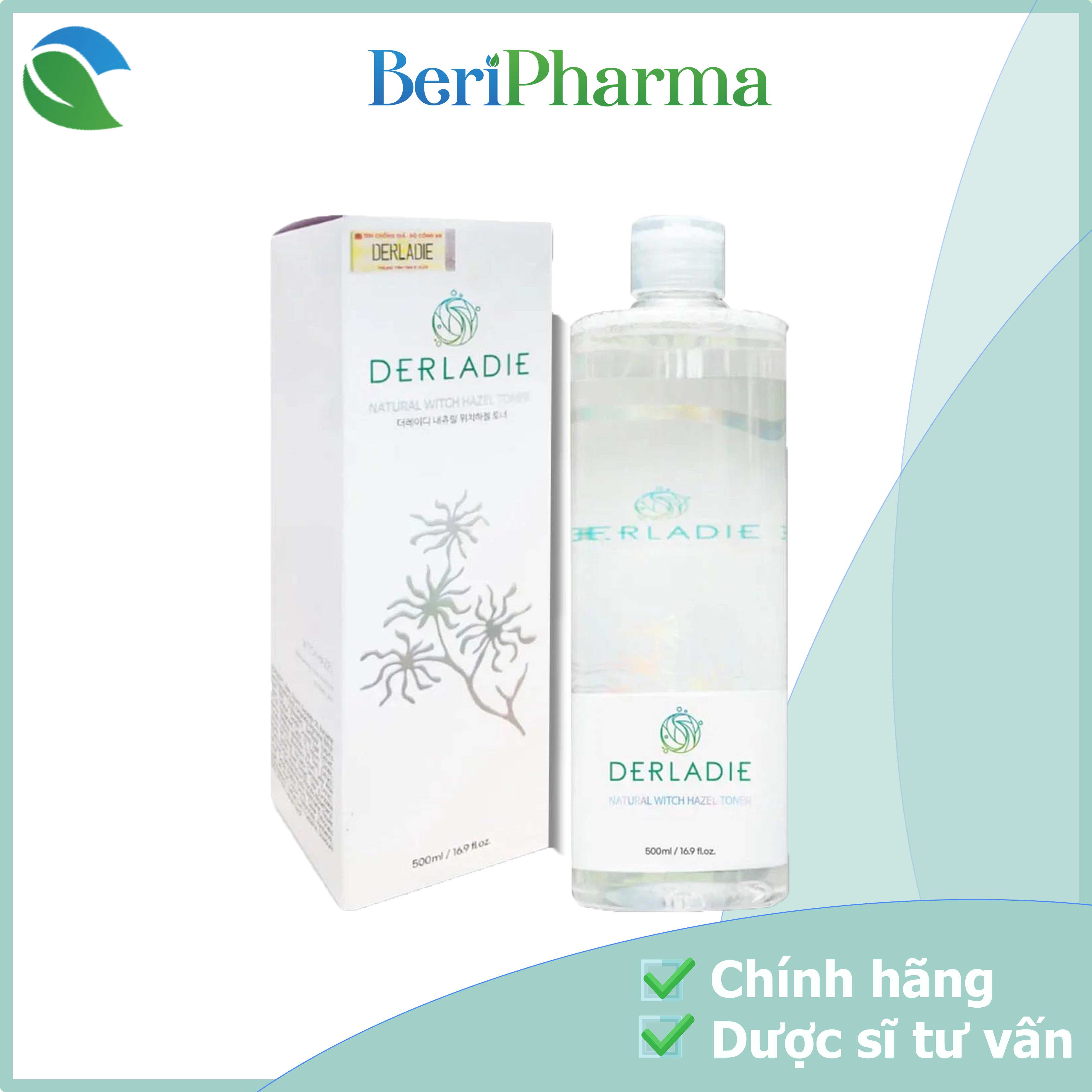 ✅ derladie nước hoa hồng thu nhỏ lỗ chân lông natural witch hazel toner 500ml