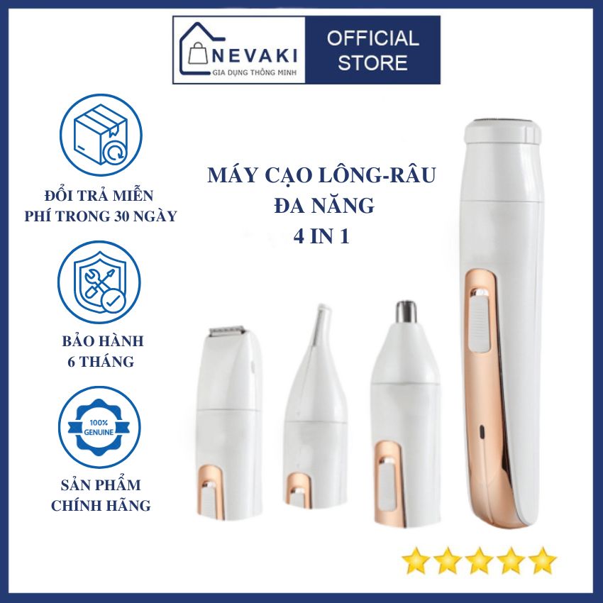 Máy cạo tỉa lông nam nữ đa năng 4 trong 1 máy tỉa lông mũi cạo lông vùng kín tông đơ cắt tóc cạo râu tỉa lông mày lông nách Nevaki