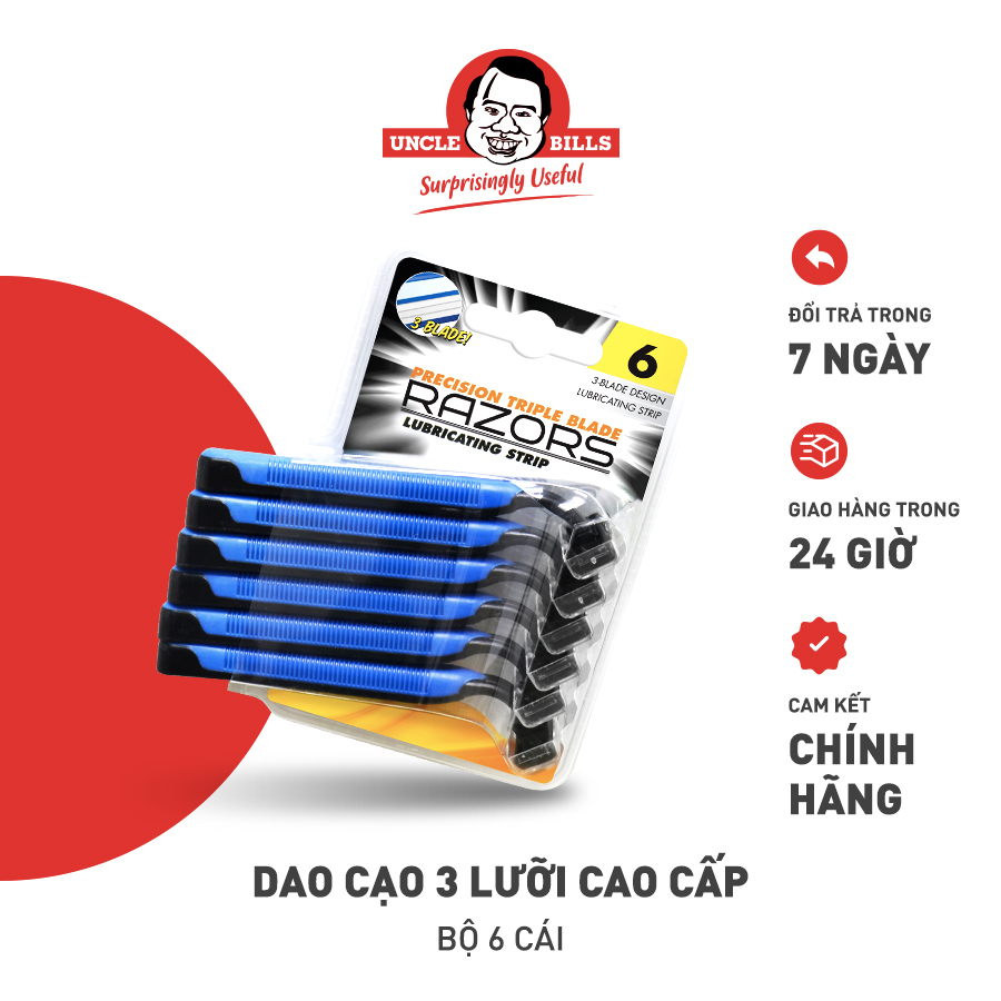 Bộ 6 dao cạo dùng 1 lần cho nam uncle bills ag0275
