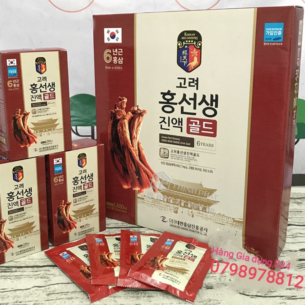 Nước hồng sâm Hàn Quốc Daehan ( Hong Seon saeng Drink gold) hộp 4 gói x70ml