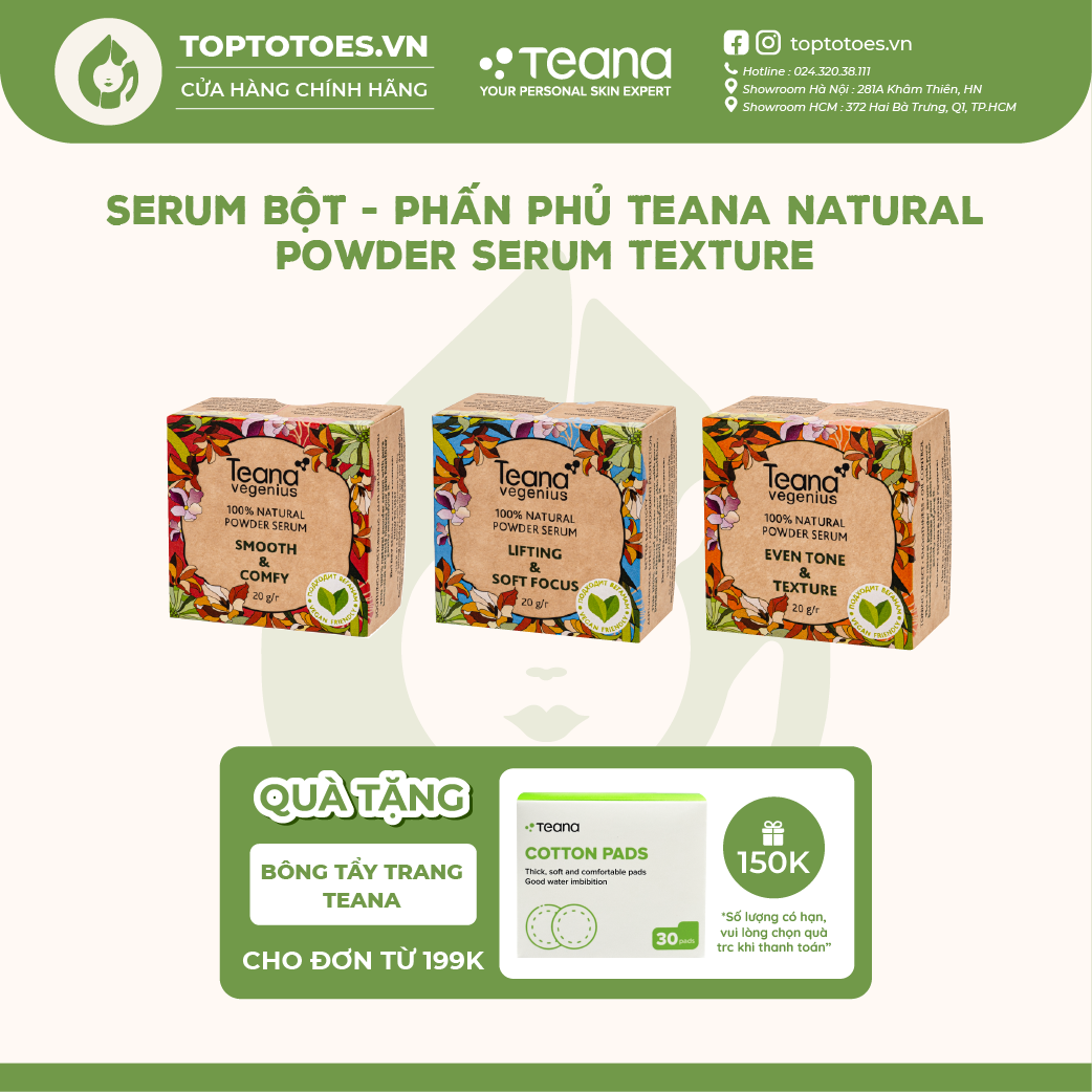Serum bột - phấn phủ Teana Vegenius 100% Natural Powder Serum kiềm dầu làm mướt da mờ lỗ chân lông