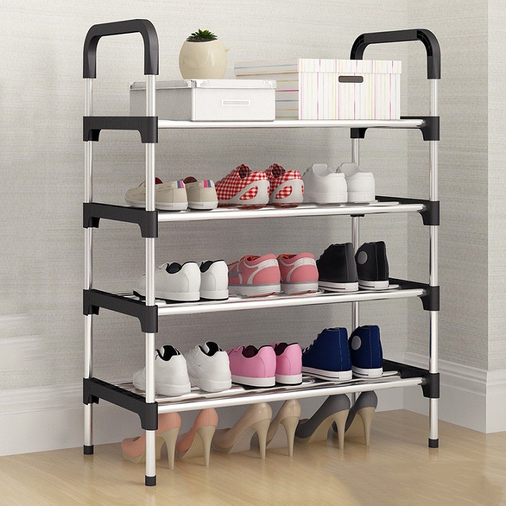 Kệ giày dép 5 tầng khung inox lắp ghép tiện lợi, kệ sách, kệ để đồ