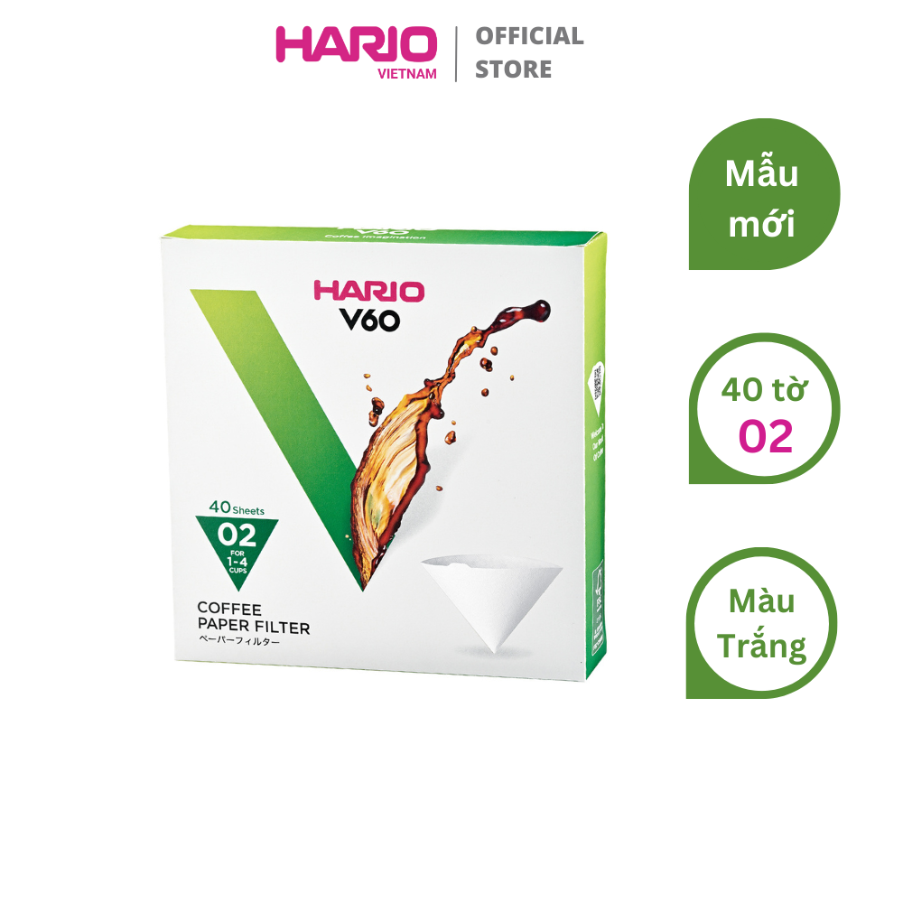 Giấy lọc cà phê hario v60 40 tờ - v60 paper filter 02 w 40 sheets vcf-02-40w