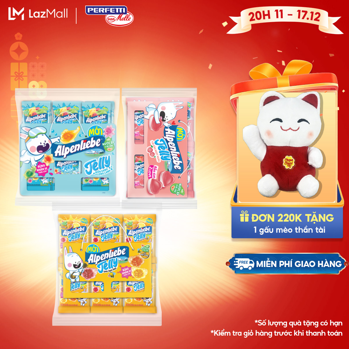 Túi Kẹo dẻo Alpenliebe Jelly Tím Đào Ngọt Ngào / Biển Xanh Long Lanh