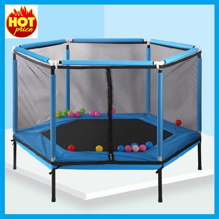 Nhà nhún lò xo lục giác có lan can kích thước 157x157x80 cm