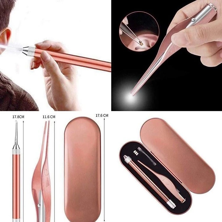 Bộ Dụng Cụ Soi, Gắp, Lấy Ráy Tai Cao Cấp Có Đèn led chức năng 3in1 - Dụng cụ lấy ráy tai thông minh có đèn led soi đa năng