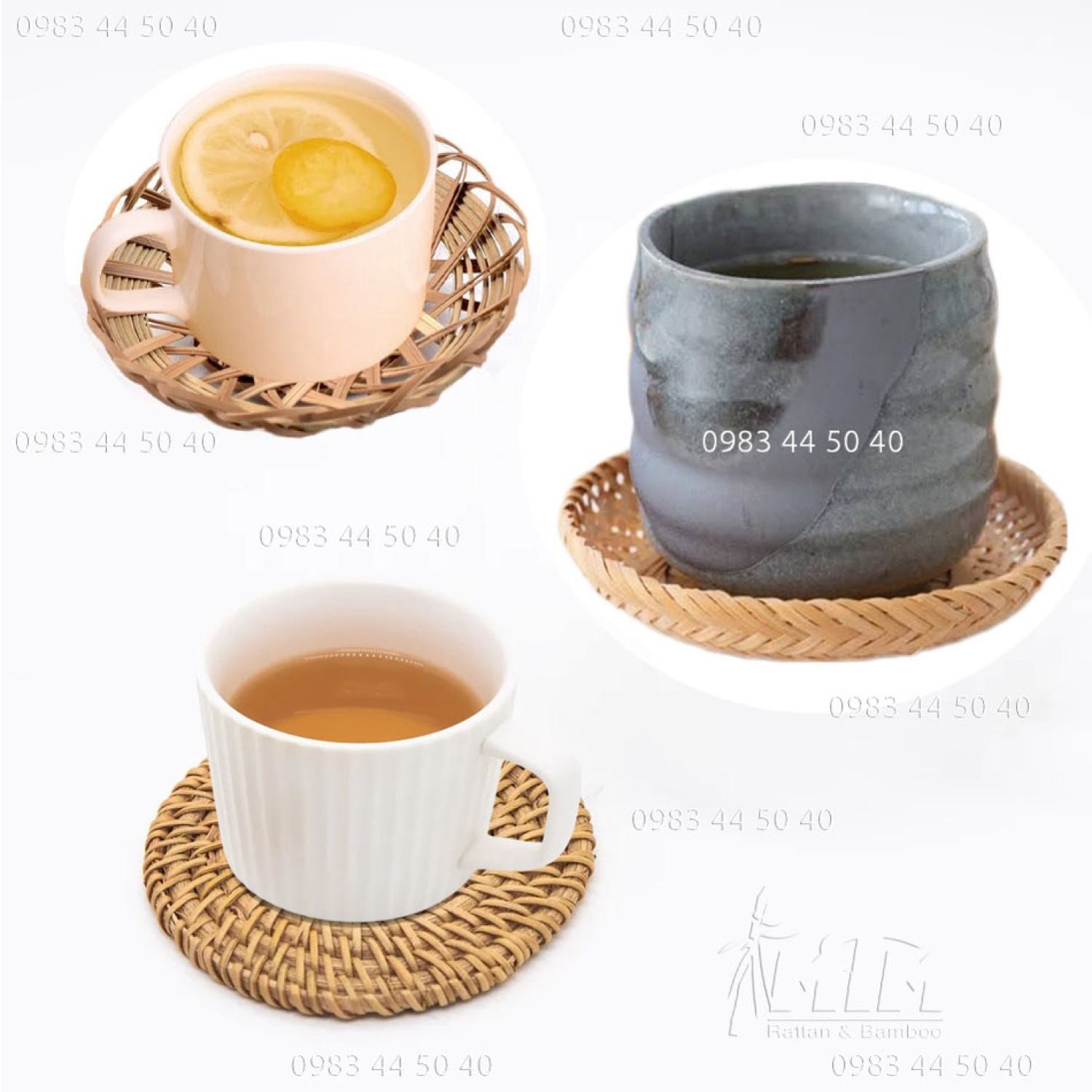 Lót ly mây tre l Miếng lót cốc l Đế lót cốc bằng mây tre