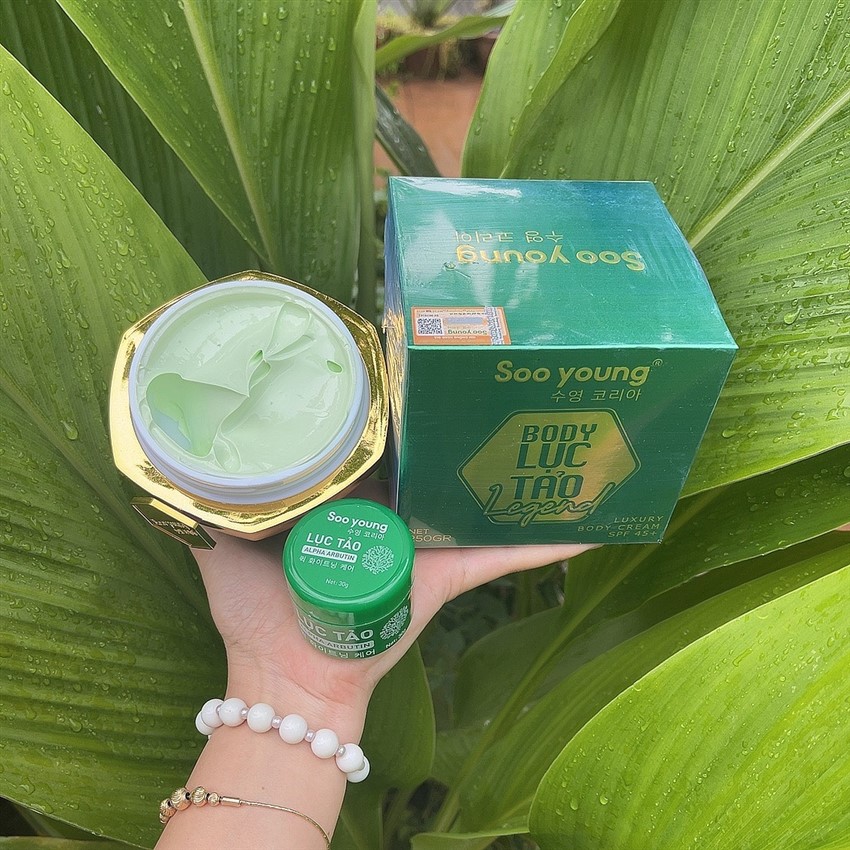 Kem body siêu trắng nhanh tặng kích trắng kem dưỡng trắng da body lục tảo soo young 250g mẫu mới - dưỡng trắng da cấp tốc toàn thân