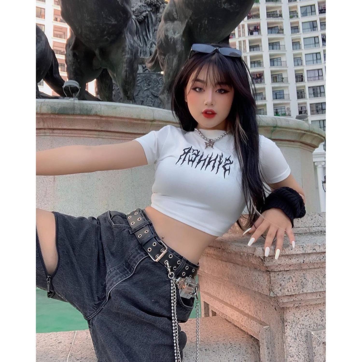 Áo croptop Sinner HARIQUEEN chất bozip cotton mịn co dãn tốt không xù 2 màu Đen Trắng hot hit dễ thương  ảnh thật