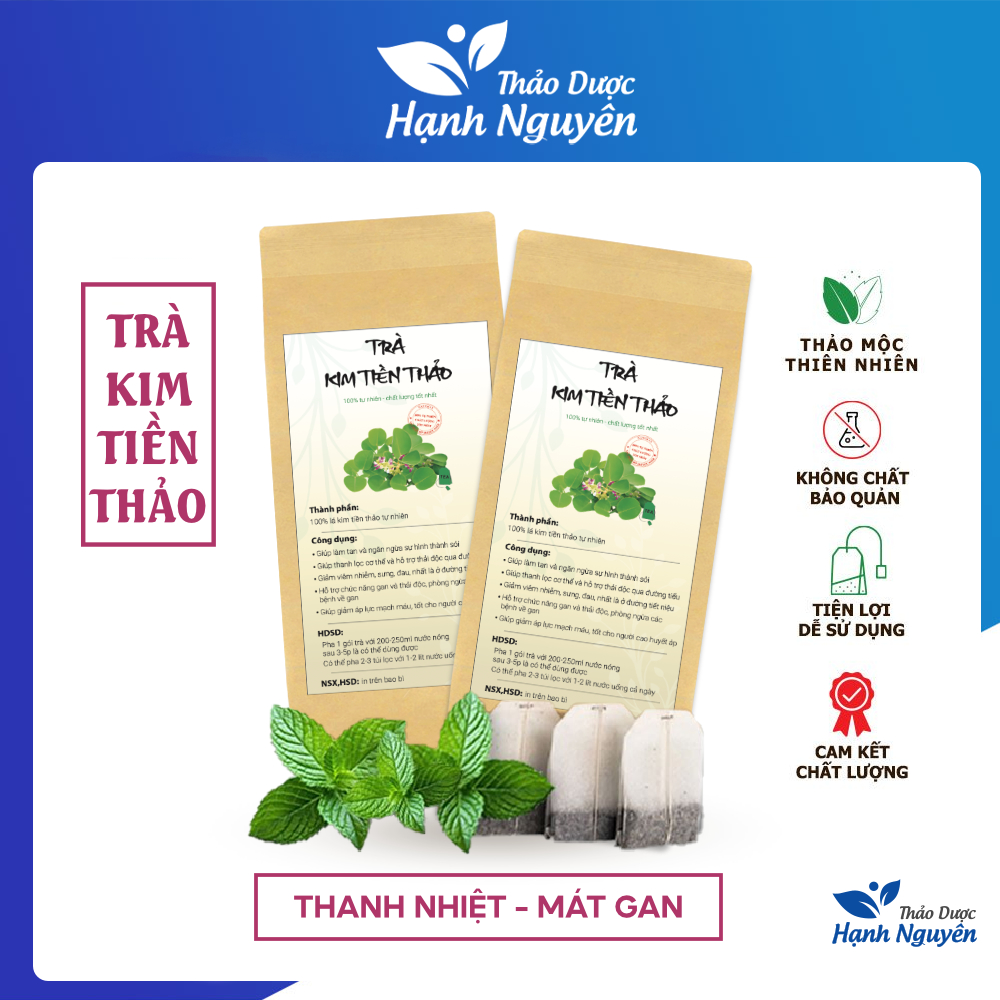 Trà kim tiền thảo túi lọc thanh nhiệt, lợi tiểu, hỗ trợ tán sỏi thận, sỏi mật, 30 gói x 3g